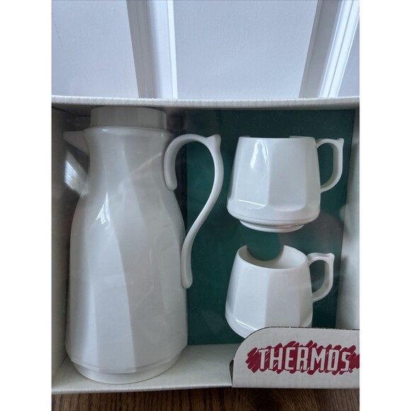 Vintage 1993 Thermos Coffee Carafe Gift Set Hot and Cold Beverage 3 Piece NEW - Picture 2 of 6